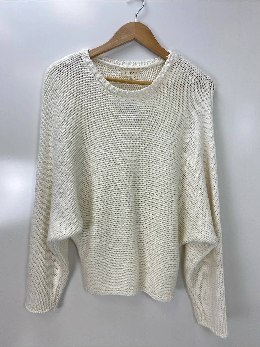 rag & bone Cream Open-Weave Crewneck Sweater